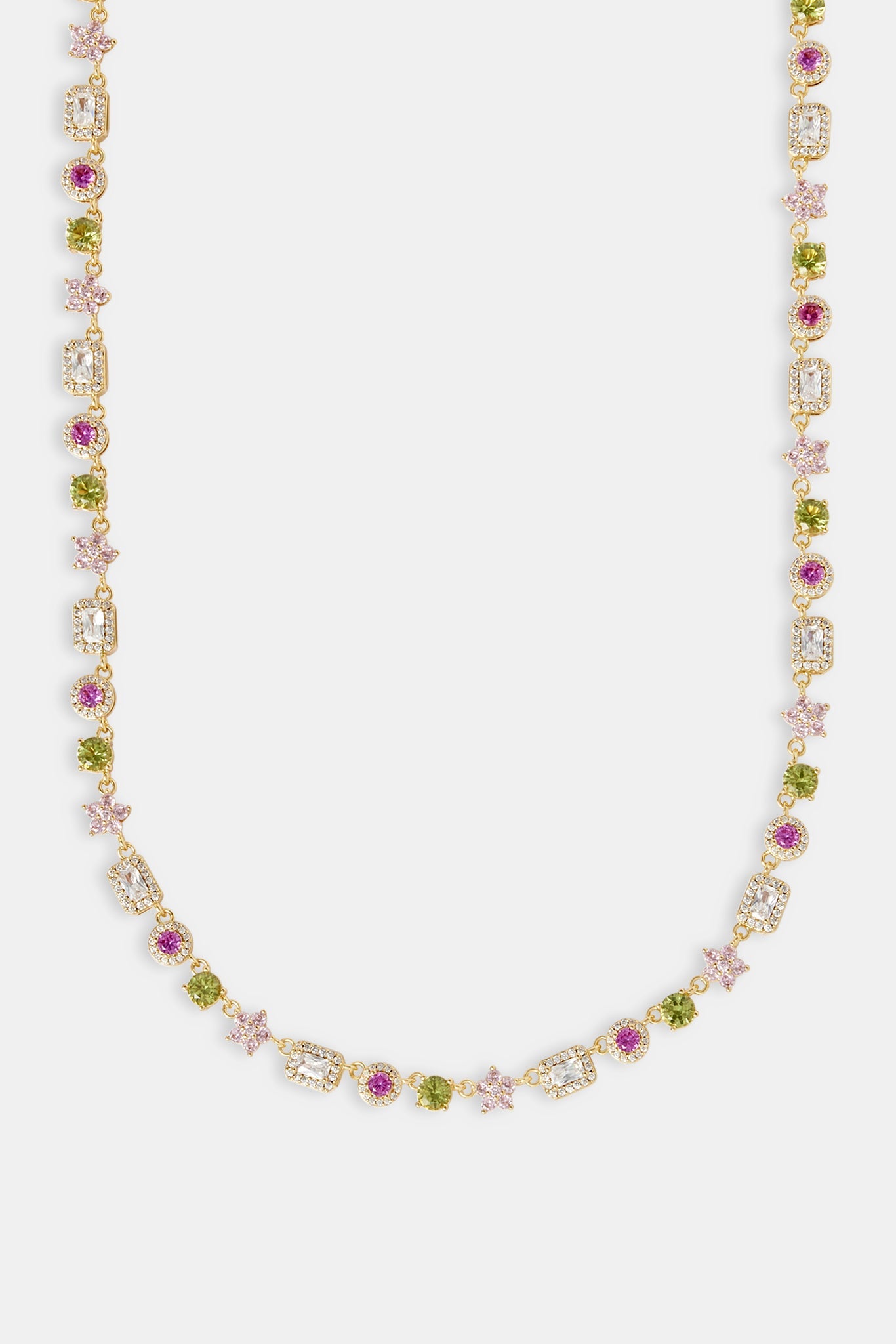 Iced Floral Multi Gemstone Chain - 6mm